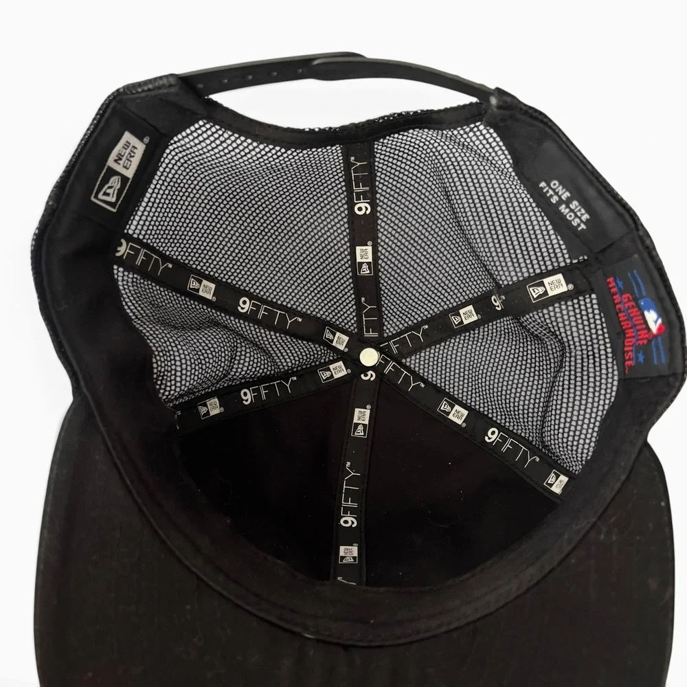 New Era 9FIFTY Los Angeles Angels Blackout Trucker Snapback Hat MLB Black Cap